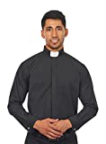 Men's Long Sleeves Tab Collar Clergy Shirt Black (16-16 1/2 (34-35))
