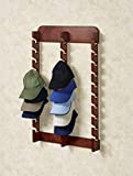 Touch of Class Wooden Cap Display Rack, Classic Cherry, Triple Rack 30 Hat Slots, Handcrafted, Made of Solid Wood, Vertical Display, 20 Inches Width by 33 Inches High