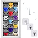 LokiEssentials Hat Organizer Rack for Wall or Door, 24 Pocket Hat Storage & Ballcap Display Holder, Door & Wall Hooks Included, Large Pockets for Multiple Baseball, Golf, and Sports Caps Organization