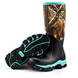 TIDEWE Hunting Boot for Women, Insulated Waterproof Durable 15" Women's Hunting Boot, 6mm Neoprene and Rubber Outdoor Boot Realtree Edge Camo（Green Size 8）