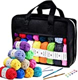 Inscraft 67 Pcs Crochet Yarn Kit, 2080 Yards 52 Colors Acrylic Yarn Skeins, 2 Crochet Hooks, 2 Weaving Needles, 10 Stitch Markers, 1 Bag, Yarn for Crocheting & Knitting, Gift for Beginners and Adults