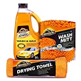 Armor All Car Wash Kit (3 Items) - Includes 64 oz Ultra Shine Wash & Wax Car Wash Soap, Wash Mitt & Microfiber Drying Towel, 19273