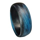 Carbon Fiber Blue Marbled Glow Ring | Handcrafted in the USA | Black and Blue Glowing Band | Custom Band widths | Wedding Band