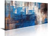 Blue Abstract Wall Art Canvas Print Picture for Living Room Large Blue Gray Brown Abstract Decoration Home Bedroom Bathroom Office Decor Modern Framed Artwork 20X40in