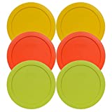 Pyrex 7201-PC Round 4 Cup Storage Container Lids for Glass Bowls (2-Butter Yellow, 2-Pumpkin Orange, 2-Edamame Green)