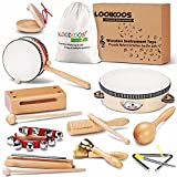 LOOIKOOS Toddler Musical Instruments Natural Wooden Percussion Instruments Toy for Kids Preschool Educational, Musical Toys Set for Boys and Girls with Storage Bag