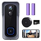 XTU WiFi Video Doorbell Camera, Wireless Doorbell Camera with Chime, 1080P HD, 2-Way Audio, Motion Detection, IP65 Waterproof, No Monthly Fees and 32GB SD Card Pre-Installed