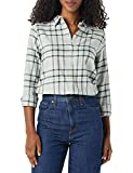 Amazon Essentials Women's Long-Sleeve Classic-Fit Lightweight Plaid Flannel Shirt, Grey Ombre Plaid, XX-Large