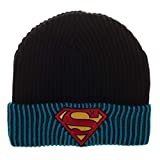 Justice League Superman Logo Knit Winter Beanie Hat Black