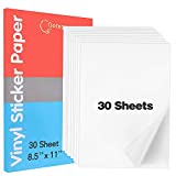 Sticker Paper for Inkjet Printer 30 Sheets Vinyl Sticker Paper Glossy Waterproof - Size 8.5''x11" A4 - Inkjet & Laser Printer