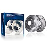 Detroit Axle - Rear Drilled & Slotted Brake Rotors Replacement for Cadillac GMC Chevy Escalade Avalanche Silverado Suburban Sierra 1500 Yukon XL