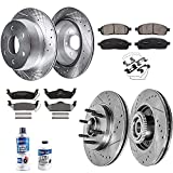 Detroit Axle - Front and Rear Drilled & Slotted Rotors Ceramic Brake Pads w/Hardware for 2004-2008 Ford F-150 - [2006-2008 Lincoln Mark LT] - 2WD Base PayLoad