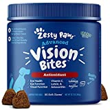 Zesty Paws Eye Supplement for Dogs - Vision Support with Lutein + Vitamin C & Astaxanthin Antioxidants - Dog Vitamins for Eyes + Fish Oil for Omega 3 EPA & DHA Fatty Acids for Senior Dogs - 90 Chews