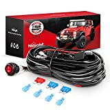 Nilight - NI -WA 06 LED Light Bar Wiring Harness Kit - 2 Leads 12V On Off Switch Power Relay Blade Fuse for Off Road Lights LED Work Light, 2 Years Warranty,Black