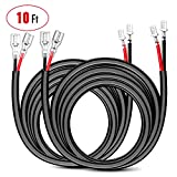 Nilight 2PCS 16 AWG 10 Feet Wiring Harness Extension Kit for LED Work Light Bar Led Pods Off Road Lights Driving Fog Light Boat Lighting, 2 Years Warranty,Black