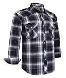 COEVALS CLUB Men's Long Sleeve Casual Western Plaid Pearl Snap Buttons Shirt (XL, 9#Gray,Black)