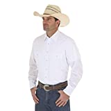 Wrangler Men's Sport Western Basic Two Pocket Long Sleeve Snap Shirt, White, X-Large