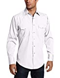 Wrangler Men’s Sport Western Two Pocket Long Sleeve Snap Shirt, White, L