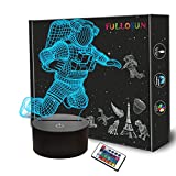 Spaceman 3D Night Light, Astronaut Rocket Optical Illusion Lamp Home Decor Bedroom Light with Remote Control 16 Colors Changing Xmas Birthday Gift for Outer Space Fan