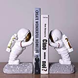 Bundle 2pcs Decor Resin Astronaut Bookends Decor Kids Bedroom Astronaut Toys Outer Space Themed Astronaut Figurine (Gold)