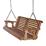 Amish Heavy Duty 800 Lb Roll Back 5ft. Treated Porch Swing with Cupholders - Cedar Stain