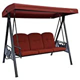 Kozyard Herbert 3 Person Outdoor Deluxe Patio Swing with Thick Comfortable Cushion,Waterproof Winter/Rain Cover (Terracotta)