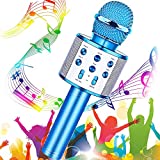 Bluetooth Karaoke Microphone for Kids - BukyTom Wireless Karaoke Machine with Voice Changer Portable KTV Singing Mic Player for Android & iOS Devices (Blue)