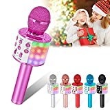 Verkstar Karaoke Microphone,Upgrade Bluetooth Wireless Karaoke Mic for Kids Adults Portable Handheld Singing Speaker Machine with Colorful LED Lights for Christmas Birthday Gifts