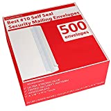 500 Self Seal Security Mailing Envelopes - #10 White Letter Businesses Envelopes -500 Peel and Seal Tinted Windowless # 10 Envelope - Printer Friendly - Self Stick Bulk Envelops