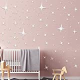 82 Pieces Removable Mirror Wall Stickers 3D Acrylic Mirror Setting Wall Sticker Decal for Home Living Room Bedroom Decor (Star Style)