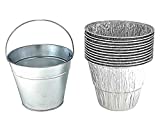 Firsgrill Drip Tray Grease Bucket & Liners for Camp Chef, Treager,Pit boss etc Pullet Grill (1 Bucket +12 Liners) Silver