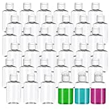 36Pack Clear Refillable Cosmetic Bottles with Flip Caps - 50ML Plastic Empty Bottles Liquid Hand Sanitizer Bottles Travel Containers Bottles - Oval Design