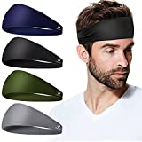 Unijoy Headbands for Women & Men, 4 Pack, Sport Sweat Band Headbands, Mens Sweatband Headbands for Yoga, Running, Cycling, Workout, Spa, Highly Absorbent & Non Slip, Headwear Friendly, Multicolored