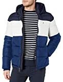 Tommy Hilfiger Men's Hooded Puffer Jacket, Bluebell Color Block, X-Large