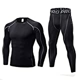 Mens Workout Compression Set Pants and Long Sleeve Shirts Winter Warm Thermal Base Layer Top & Bottom