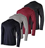 Mens Long Sleeve T-Shirt Workout Clothes Dri Quick Dry Fit Gym Crew Shirt Casual Athletic Active Wear Essentials Clothing Undershirt Top UPF - 4 Pack -Set 5,XL