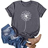 Aniywn Womens Short Sleeve Tops,Womens Loose T-Shirts Casual Printing Short Sleeves O-Neck Blouse Tops Gray