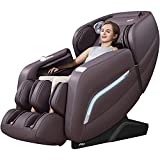 iRest 2021 Massage Chair, Full Body Zero Gravity Recliner with AI Voice Control, Handrail Shortcut Key, SL Track, Bluetooth, Yoga Stretching, Foot Rollers, Airbags, Heating (Brown)