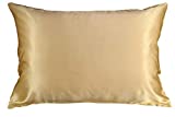 Celestial Silk 100% Silk Pillowcase for Hair Zippered Luxury 25 Momme Mulberry Silk Charmeuse Silk on Both Sides of Cover -Gift Wrapped- (King, Gold)