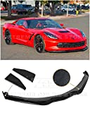 for 2014-2019 Chevrolet Corvette C7 | Z06 Stage 2 Style ABS Plastic Painted Carbon Flash Metallic Front Bumper Lower Lip Splitter with Side End Cap Extensions Pair