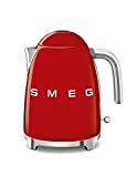 Smeg KLF03RDUS 50's Retro Style Aesthetic Electric Kettle with Embossed Logo, Red