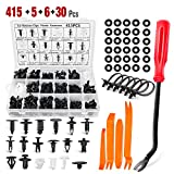 Nilight 415 Pcs Car Retainer Clips & Fastener Remover - 18 Most Popular Sizes Auto Push Pin Rivets Set -Door Trim Panel Clips Compatible with GM Ford Toyota Honda Chrysler,2 Years Warranty (CL-19)