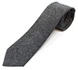 Men's Chambray Cotton Skinny Necktie Tie - Black