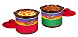 Taco Tuesday Two Mini Fiesta Dippers, 0.65 Qt. Capacity, Includes Lid, Perfect For Queso, Chili, Beans, Chicken, Beef, Red/Green