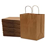 Brown Paper Bags with Handles â€“ 10x6.75x12-50 Pcs. Paper Shopping Bags, Bulk Gift Bags, Kraft, Party, Favor, Goody, Take-Out, Merchandise, Retail Bags, 80% PCW Bistro Size Medium