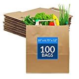 Reli. Kraft Paper Bags w/ Handles (100 Pcs, Bulk) (Large 10"x6.75"x12") Brown Paper To Go / Take Out / Restaurant / Bags with Handles, Shopping Bags, Retail Bags, Gift Bags; 25% larger than 10"x5"x13"