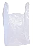 200 Large Plastic Grocery T-Shirt Bags - Plain White 12" x 6" x 21" by JA Kitchens