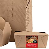 Microwavable Kraft Brown Take Out Boxes 112 oz (30 Pack) Disposable Food Containers - Recyclable Cardboard Lunch Box - Take Out Containers Disposable - to Go Boxes for Restaurants, Delivery, Catering