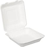 Amazon Basics Compostable Clamshell Take-Out Food Container, 9" x 9" x 3.19", Pack of 300