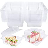 50 Pcs Clear Hinged Plastic Food Take Out Containers,Disposable Clamshell Dessert Container,5.1"x 4.7"x 2.8" Single Compartment Clamshell Take Out Containers for Cake Cookies Salad Sandwich Hamburger